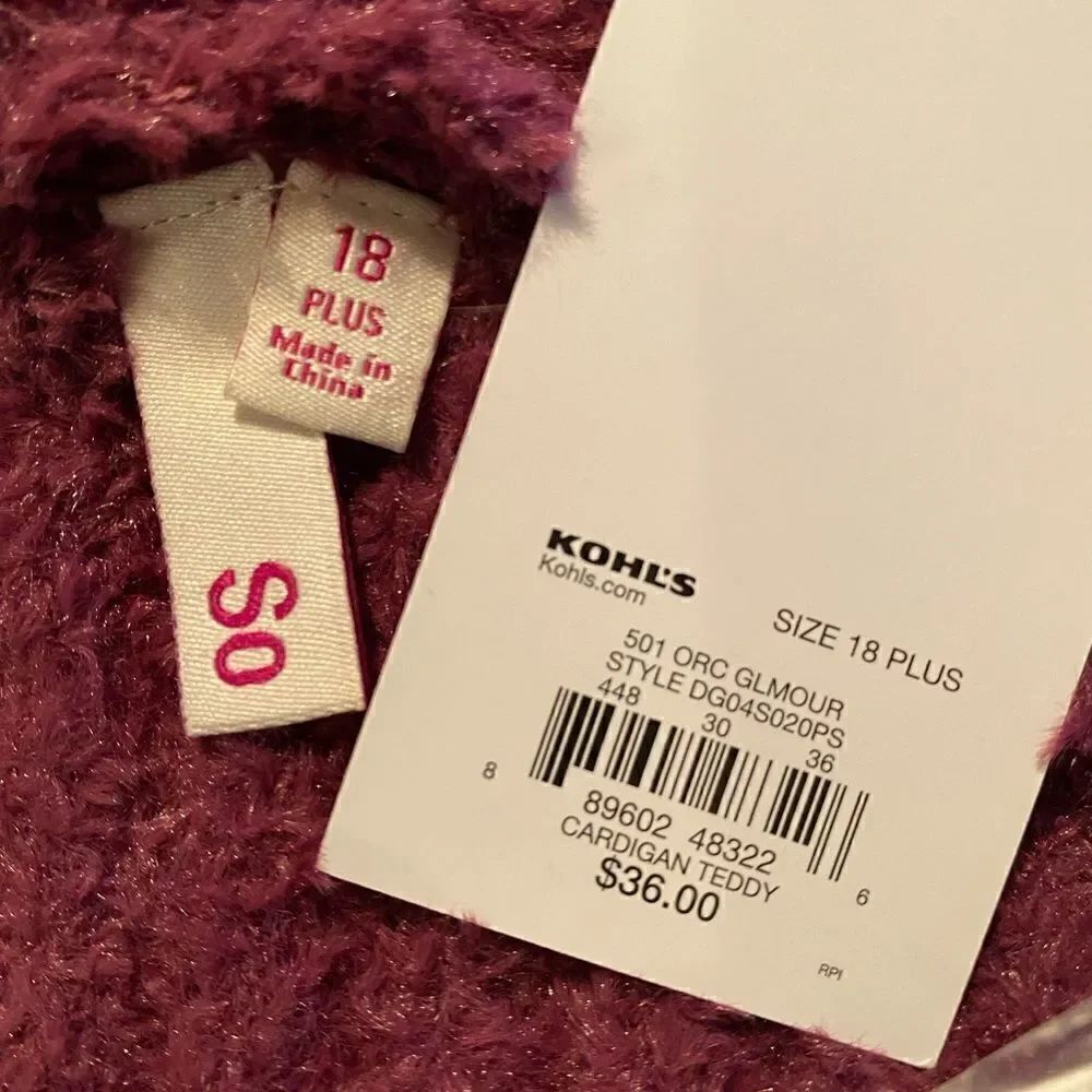 SO Girl’s Plus Size Mauve Open Front Cardigan - Picture 8 of 8
